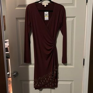 Micheal by Michael kors burgundy wrap dress with grommets